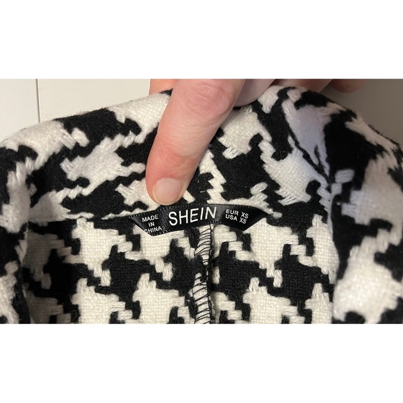 Military Jacket Gold Button Embellished Double Breasted Blazer Black White XS - Picture 4 of 8